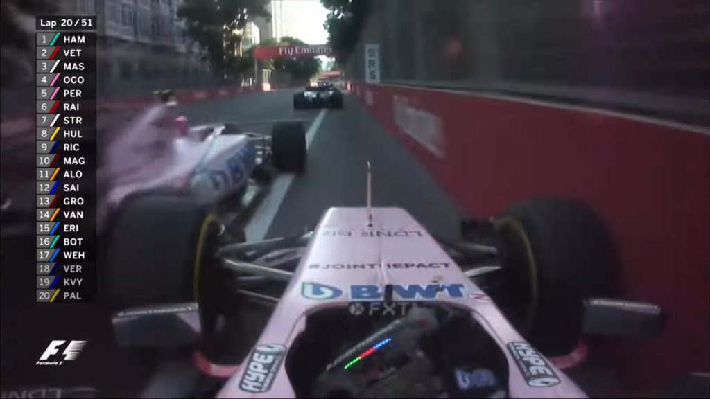 Ocon et Perez se percutent à Baku (2017)