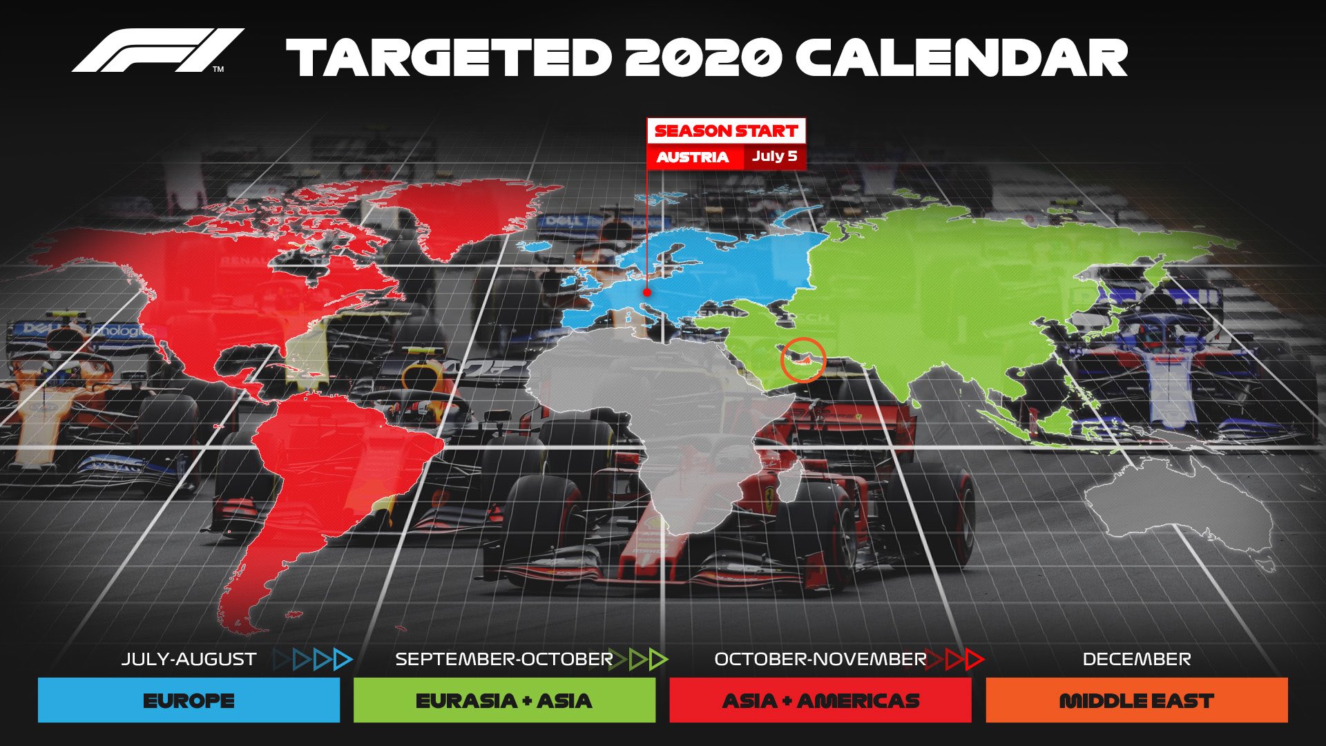 Ebauche de calendrier F1 2020